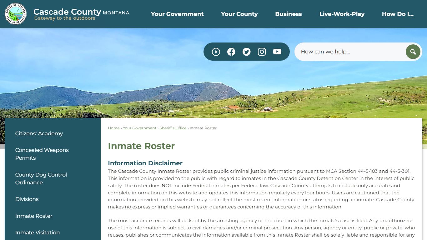 Inmate Roster - Cascade County, MT