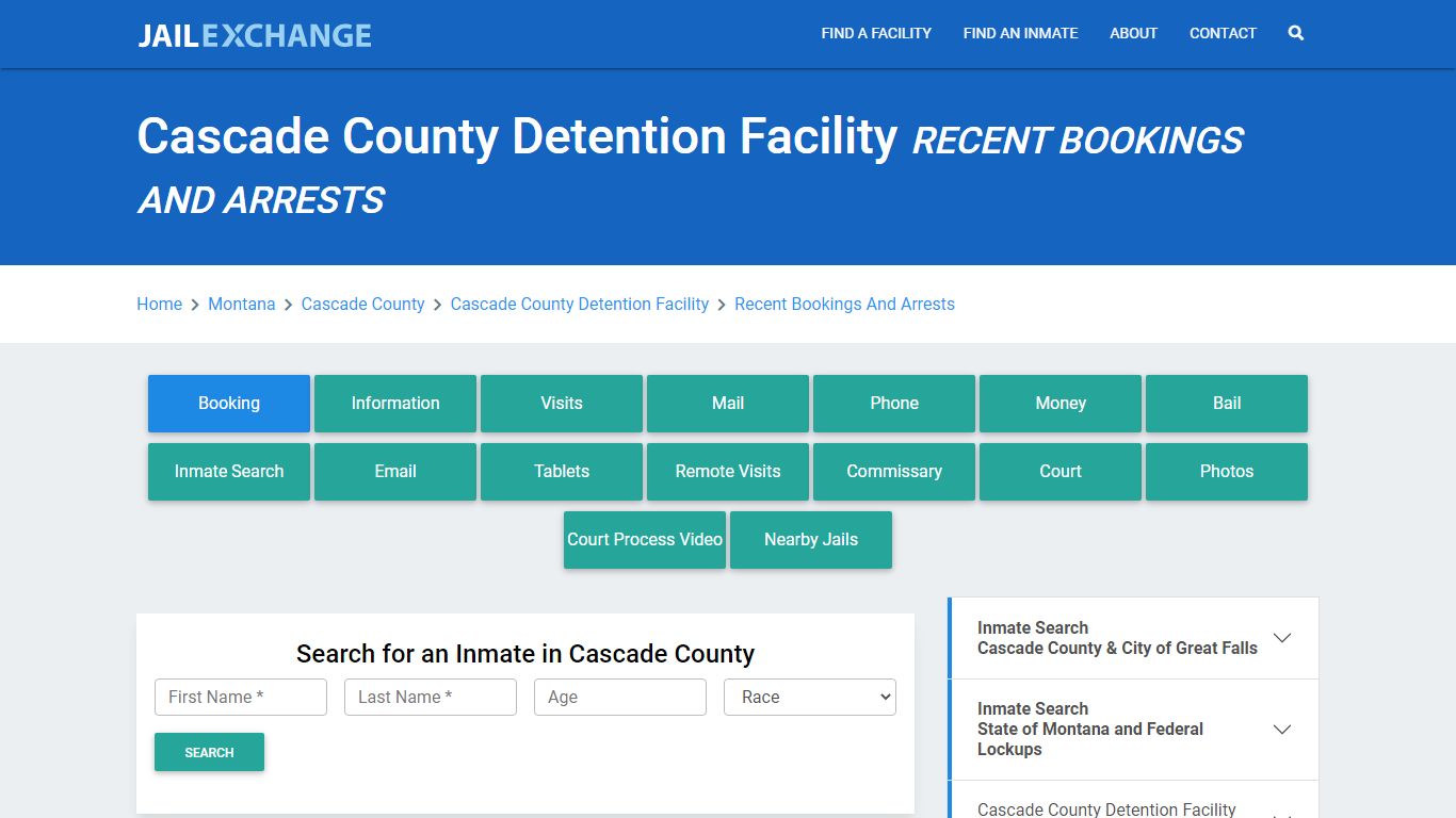 Cascade County Detention Facility Recent Bookings And Arrests