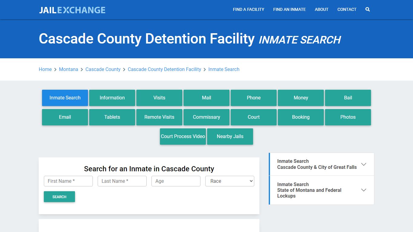 Cascade County Detention Facility Inmate Search - Jail Exchange